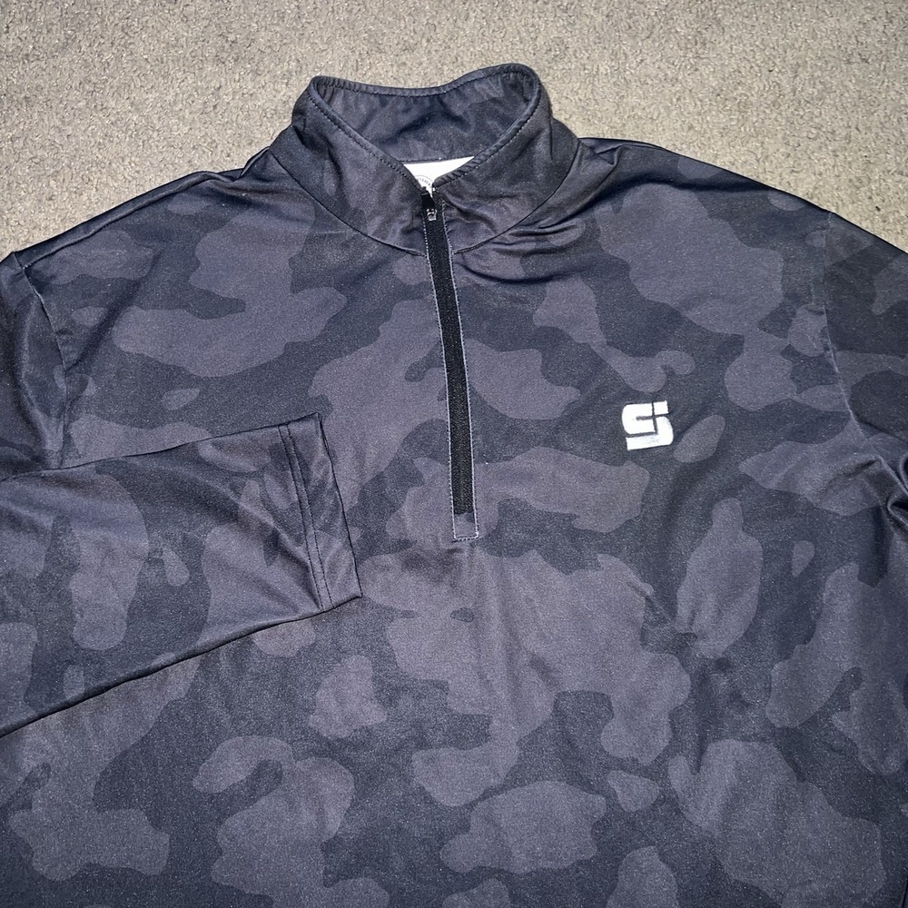 Coby Stevens CS Performance Mens XL Quarter Zip Pullover Black Camo Golf Sport